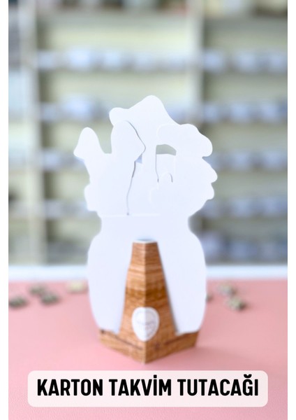 2026 Mantar Temalı Masa Takvimi | Kayın Desenli Karton Tutucu | Dekoratif Takvim | Hediye Seçeneği