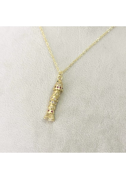 Renkli Taşlı Hareketli Balık Kolye Gold fiyatları