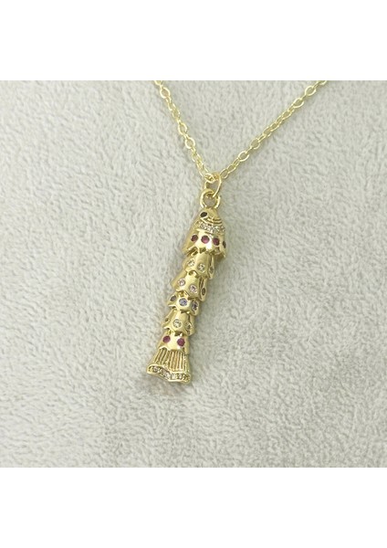 Renkli Taşlı Hareketli Balık Kolye Gold fırsatları