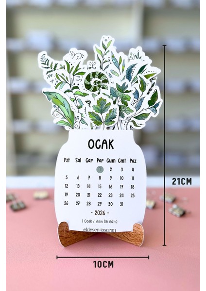 2026 Yaprak Temalı Masa Takvimi | Kayın Desenli Karton Tutucu | Dekoratif Takvim | Hediye Seçeneği fiyatları