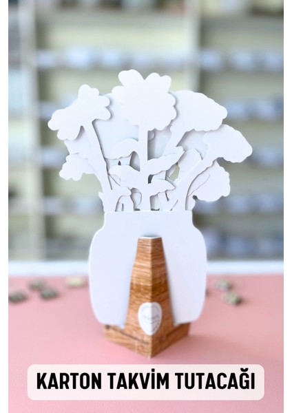 2026 Papatya Temalı Masa Takvimi | Kayın Desenli Karton Tutucu | Dekoratif Takvim | Hediye Seçeneği