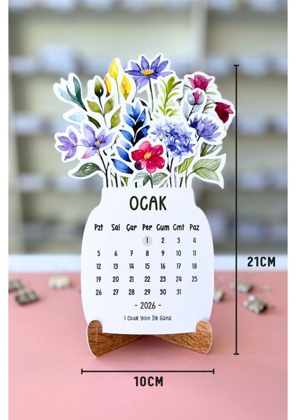 2026 Çiçek Temalı Masa Takvimi | Kayın Desenli Karton Tutucu | Dekoratif Takvim | Hediye Seçeneği fiyatları