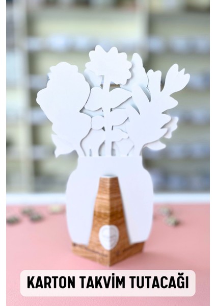 2026 Çiçek Temalı Masa Takvimi | Kayın Desenli Karton Tutucu | Dekoratif Takvim | Hediye Seçeneği