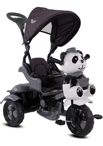 Çocuk Babyhope 127A Little Panda 3 Tekerli Kontrollü Bisiklet (Pedli) Gri