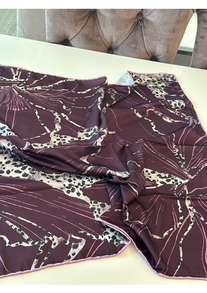 Bordo Leopar Çiçek Kare Fular fiyatları