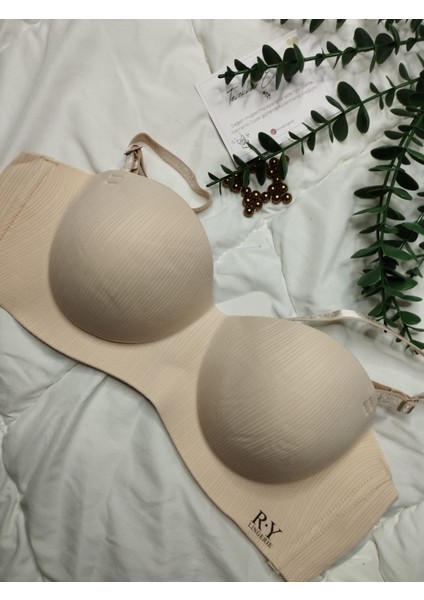 Pudra Ten Rengi El Destekli Lazer Kesim Çıkarılabilir Askılı Sütyen – B Cup