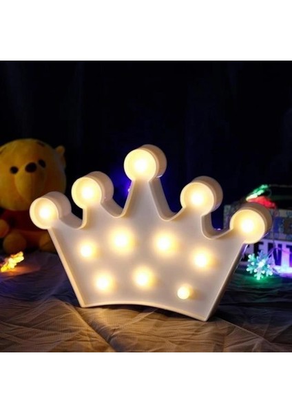 3D Dekoratif Pilli Kraliçe Tacı Model Led Masa ve Gece Lambası