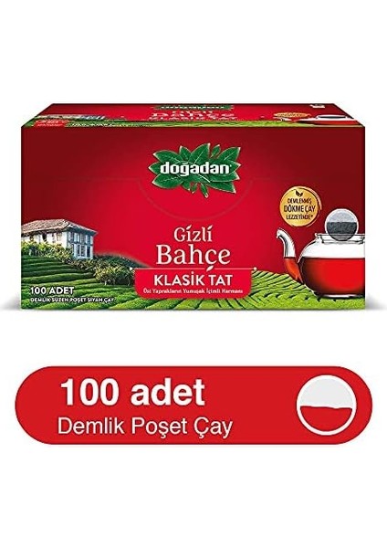 Doğadan Gizli Bahçe Demlik Poşet Siyah Çay (Klasik, 100 Adet) fiyatları
