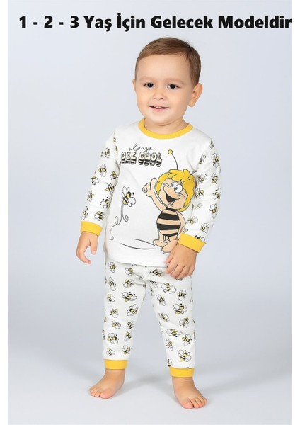 Arı Maya Desenli %100 Pamuklu Penye Çocuk Pijama Takımı fiyatları