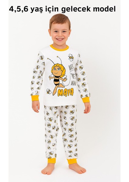 Arı Maya Desenli %100 Pamuklu Penye Çocuk Pijama Takımı modelleri