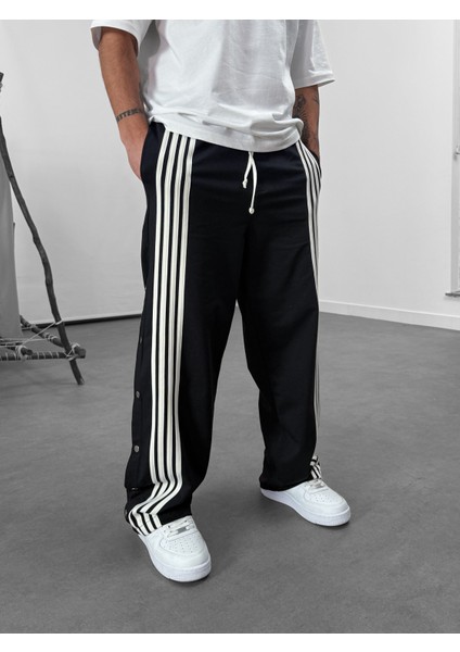 Şeritli Siyah Erkek Baggy Pantolon COC1062