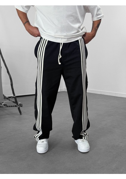 Şeritli Siyah Erkek Baggy Pantolon COC1062 modelleri
