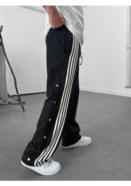 Şeritli Siyah Erkek Baggy Pantolon COC1062 fırsatları