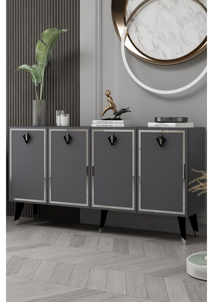 8210-32CT KB150 Konsol, Tv Ünitesi Antrasit-Gümüş-Siyah