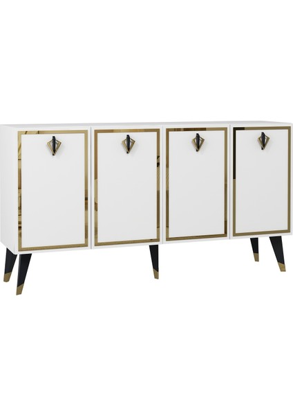 8211-32CT KB150 Konsol, Tv Ünitesi Beyaz-Siyah-Altın modelleri