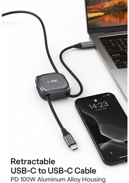 100W Usb-C To C Geri Çekilebilir Hızlı Şarj Kablosu (1 Metre) modelleri