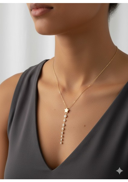 Çelik Laura Gold Y Kolye