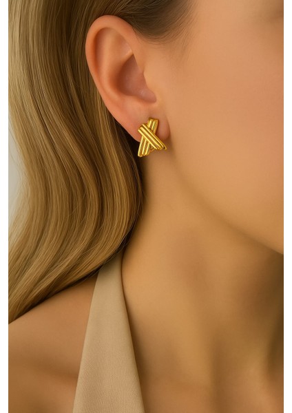 Çelik Kadın Gold Küpe