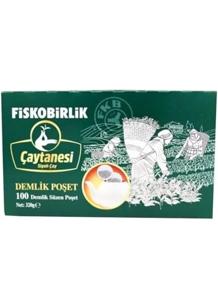 Fiskobirlik Çaytanesi Demlik Poşet Siyah Çay, 100 Adet, 3,2 Gram