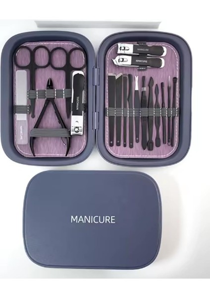 18 Parça Mor Profesyonel Çok Fonksiyonlu Paslanmaz Karbon Çelik Tırnak Makası Manikür Pedikür Seti fiyatları
