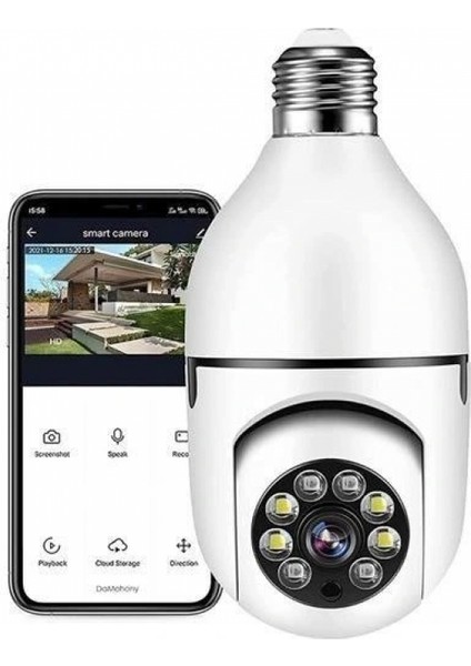 Wifi 360 Panoramik Ampul Kamera Gece Görüş Ses Akıllı Hareket Algılayıcı