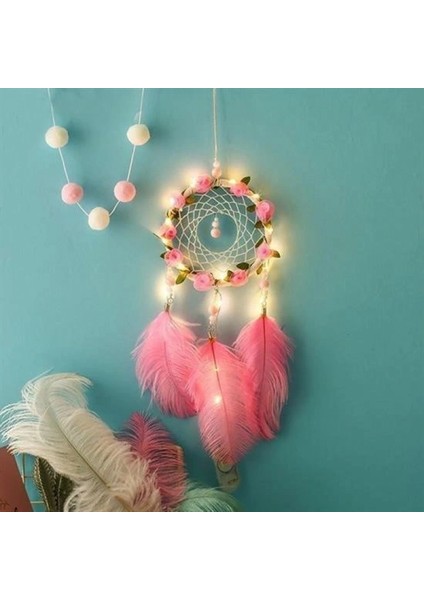 El Yapımı Kuş Tüyü ve Led Işıklı Dekoratif Asma Düş Rüya Kapanı fiyatları