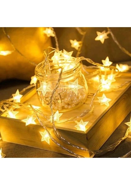 20 Adet Mini Yıldız Led 5 Metre Günışığı Rengi Dekoratif Led