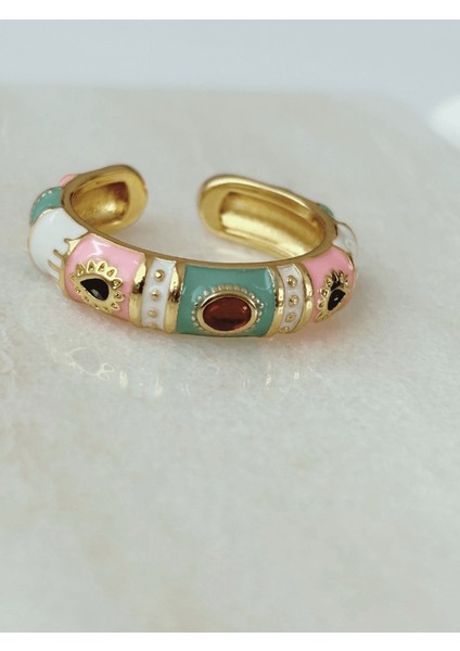 Renkli Taşlı Mineli Yüzük