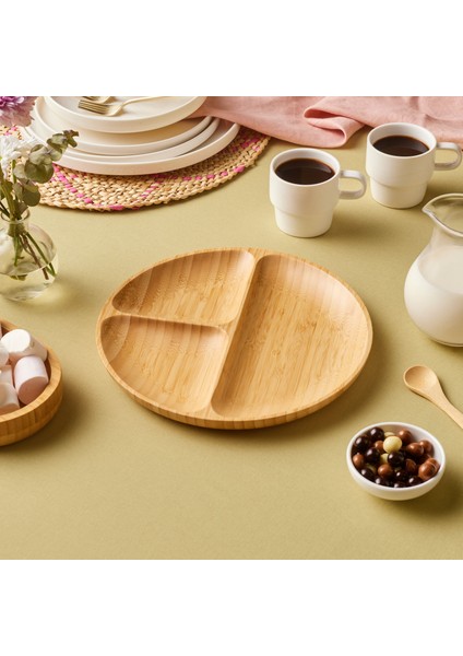 Bambu Nora 3 Bölmeli Yuvarlak Sunumluk