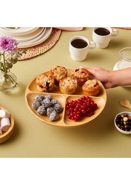 Bambu Nora 3 Bölmeli Yuvarlak Sunumluk fiyatları