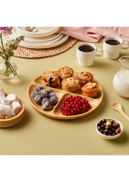 Bambu Nora 3 Bölmeli Yuvarlak Sunumluk modelleri