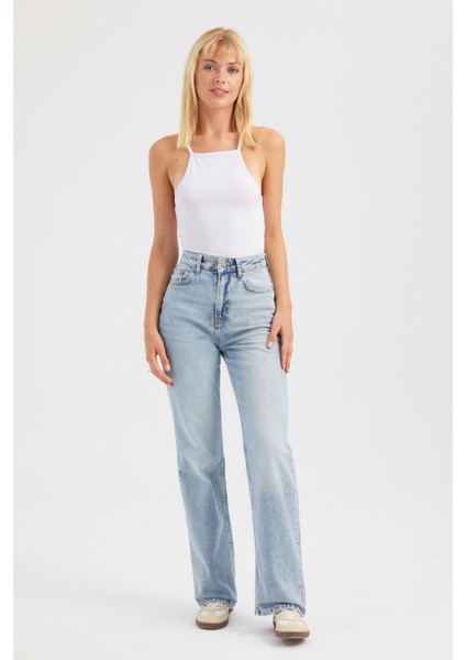 Kadın Halter Boyunlu Pamuklu Cami Üst Beyaz