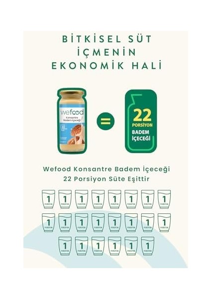 Wefood Badem Sütü Konsantresi (ŞEKERSIZ,%100 Badem) 220 gr modelleri