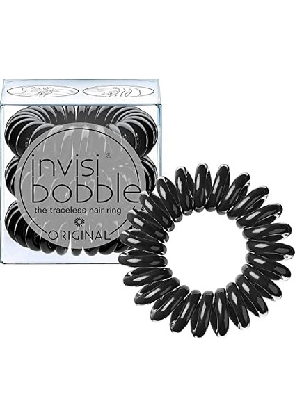 Invisibobble Orijinal Saç Lastiği True Black I 3 x Spiral Saç Lastiği, Siyah, Kızlar, Kadınlar ve Erkekler Için, Güçlü Tutuş ve Saç Koruyucu, Orijinal, Münih&apos;in Kalbinde Tasarlanmıştır modelleri