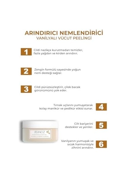 Sinoz Body Scrub Besleyici Arındırıcı Nemlendirici Vanilyalı Vücut Peelingi 300 gr