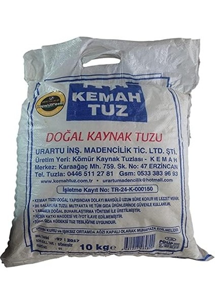 Kemah Tuz Erzincan Kemah Doğal Kaynak Tuzu 10 kg