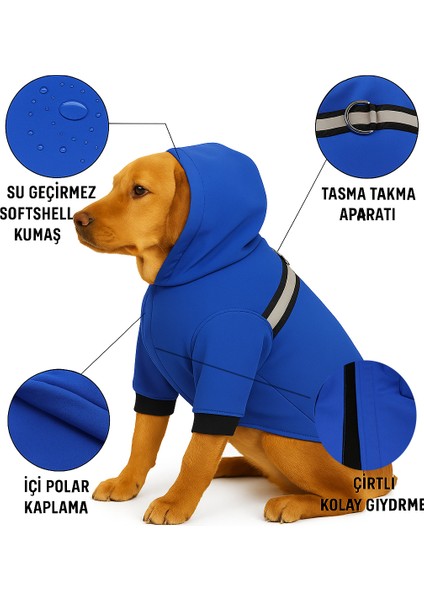 Lacivert Su Gecirmez Reflektorlu Ici Polar Kaplamali Yagmurluk