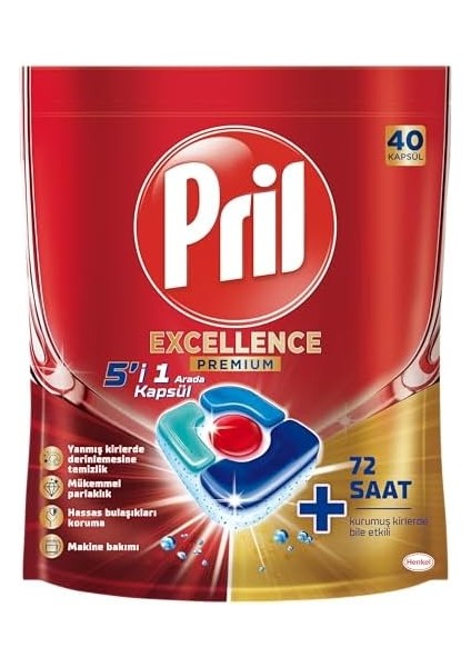 Pril Excellence 5&apos;i 1 Arada Bulaşık Makinesi Deterjanı, 40 Kapsül, 40 Kaüsl modelleri