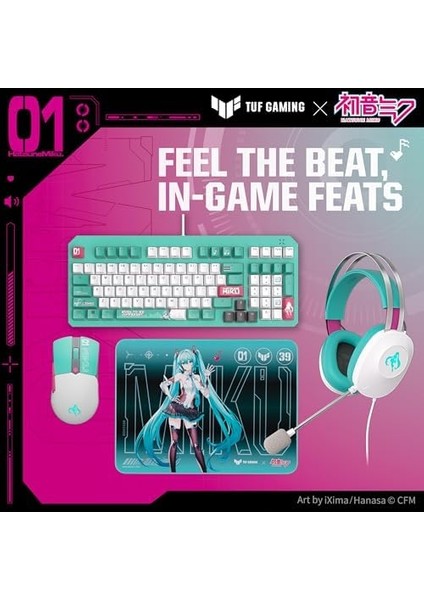 Tuf Gaming Mini Kablosuz Fare Hatsune Miku Edition, Üç Modlu Bağlantıya Sahip 65 Gram Kablosuz Oyun Faresi, 12.000 Dpi Sensör, 100 Milyon Tıklama Ömrü Anahtarları, Ptfe Fare Ayakları fiyatları
