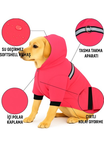 Pembe Su Gecirmez Reflektorlu Ici Polar Kaplamali Yagmurluk