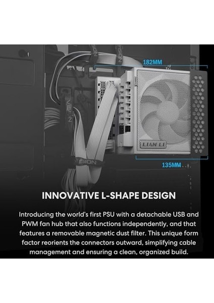 Li Edge SERISI-1000W Tam Modüler Güç Kaynağı (Fan Hub Dahil) - -Atx 3.0, 3.1-Pcıe 5.1-L-Şekilli Çift Bölmeli Kasa Için TASARIM-120MM Fdb Fan-4 USB Aygıtına Kadar Destekler - Siyah fiyatları