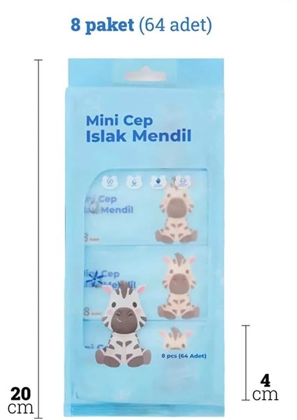 Çanta Tipi Taşınabilir Mini Cep Tipi Islak Mendil 1 Paket(8&apos;li Islak Mendil) fiyatları
