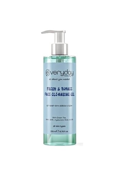 Everyday Beauty Fresh&bounce Canlandırıcı Gözenek Sıkılaştırıcı Yüz Temizleme Jeli, Sivilce&siyah Nokta Karşıtı, Yeşil Çay Ferahlığı 200ML (Aha+Bha) Nemlendirme Etkili Vitamin Destekli fiyatları