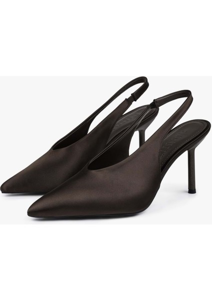 Kadın Vetra Kahve Saten Stiletto