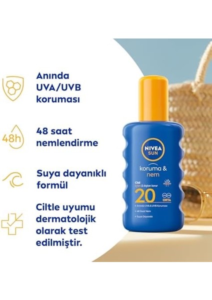 Nıvea Sun SPF20 Güneş Koruyucu Vücut Spreyi, Anında Uva Koruması, 48 Saat Nemlendirici, Suya Dayanıklı modelleri