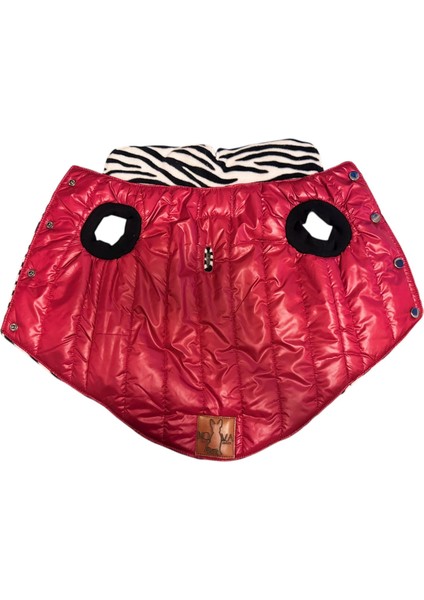 Novablaf Kırmızı Parlak Su Geçirmez Zebra Köpek Montu