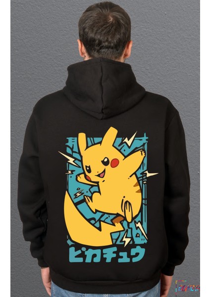 Pikacgu Pokemon Şimşek Anime Japanese Sweatshirt Unisex Kapüşonlu Hoodie