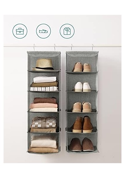 Asılı Raf, Dolabı Düzenleyici, Askılı Muhafaza, Kıyafetler Için, Yer Tasarrufu Sağlar ve Katlanabilir, Metal Kanca, Bambu Eklentiler, Benzeri Doku, Açık Gri RCH005W01 modelleri