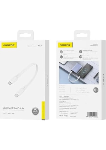 X107 60W 27CM Type-C To Type-C Şarj ve Kablosu modelleri