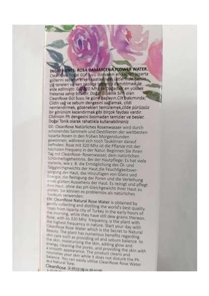 CLEANROSE%100 Doğal Gül Suyu 320 Frekans 390ML fiyatları